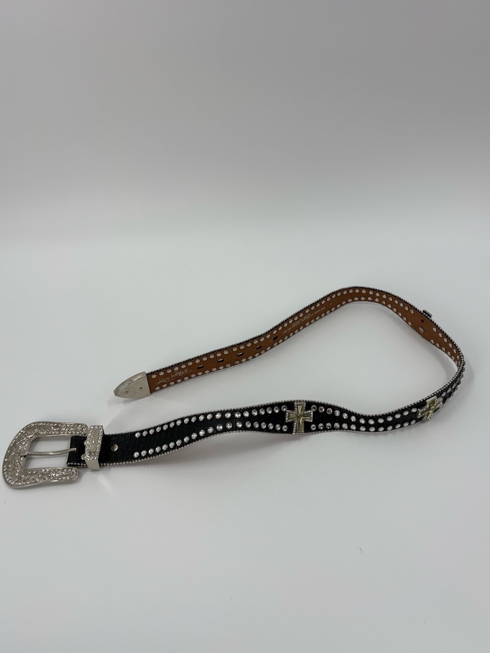 Blazin Roxx Black Croc Cross Rhinestone Western Belt Cowgirl Medium NWOT - Picture 8 of 14